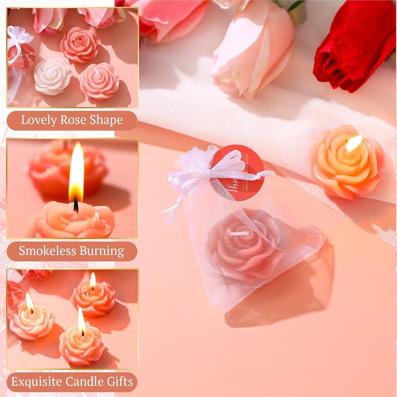 Treela 24 Set Flower Candles Wedding Favor for Guests Mini Pink Champagne Rose Shaped Tealight Candles for Return Gift Wedding Birthday Bridal Shower Housewarming Party - Image 4