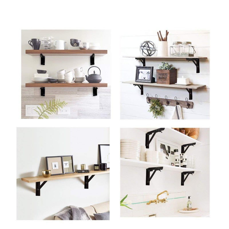 VinBee 2 Pcs Folding Shelf Brackets 8 inch Heavy Duty Metal Collapsible Shelf Bracket DIY Wall Mounted Foldable Shelf Bracket Hinge Wall Mounted Space Saving for Bench Table - Image 5