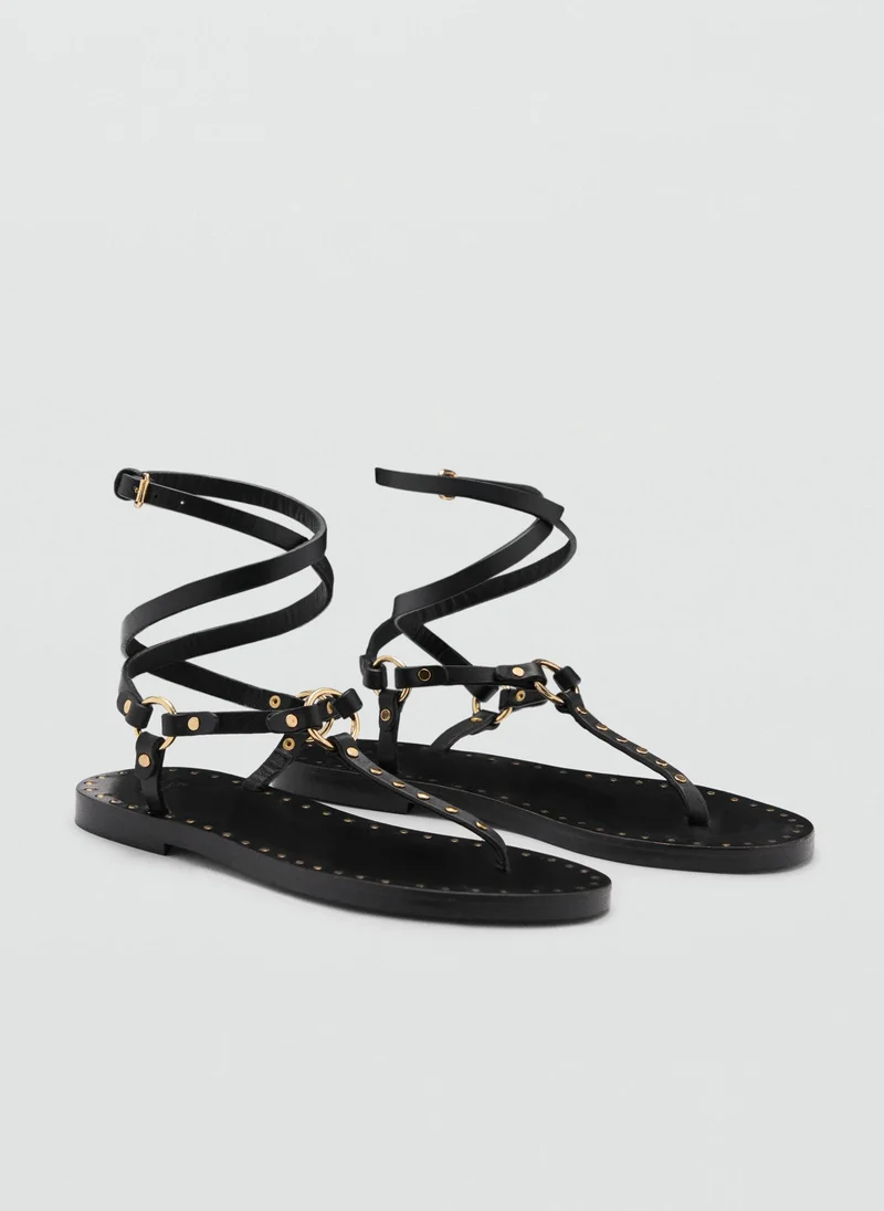 MANGO Split Leather Sandals With Buckle