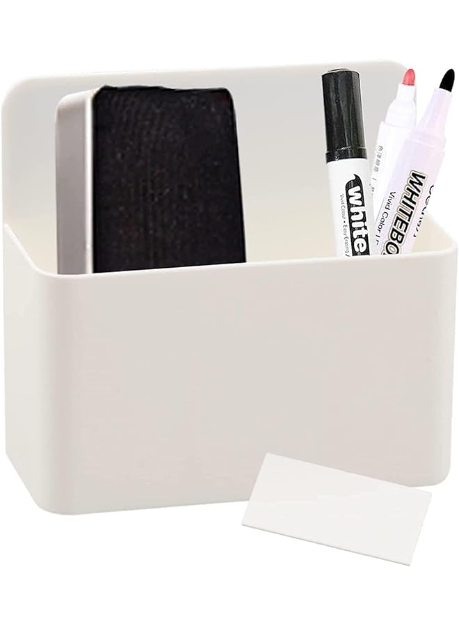 إيروريكس حامل أقلام مغناطيسي قابل للمسح الجاف، حامل أقلام للسبورة البيضاء، حامل أقلام مغناطيسي للثلاجة، حامل أقلام مغناطيسي يوفر مساحة للمدرسة والمكتب والمنزل، أدوات تنظيمية، أبيض - Image 1