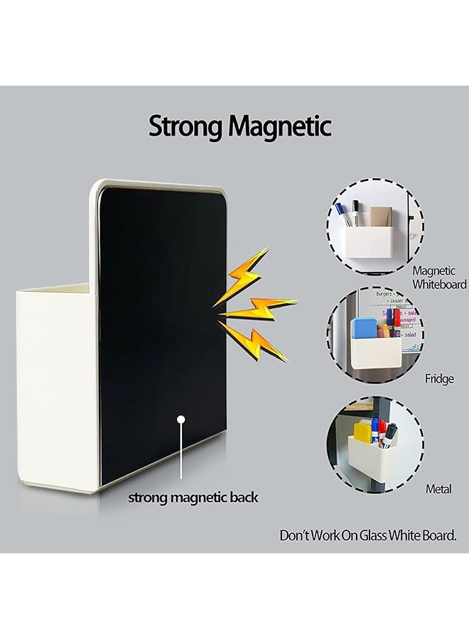 إيروريكس حامل أقلام مغناطيسي قابل للمسح الجاف، حامل أقلام للسبورة البيضاء، حامل أقلام مغناطيسي للثلاجة، حامل أقلام مغناطيسي يوفر مساحة للمدرسة والمكتب والمنزل، أدوات تنظيمية، أبيض - Image 4