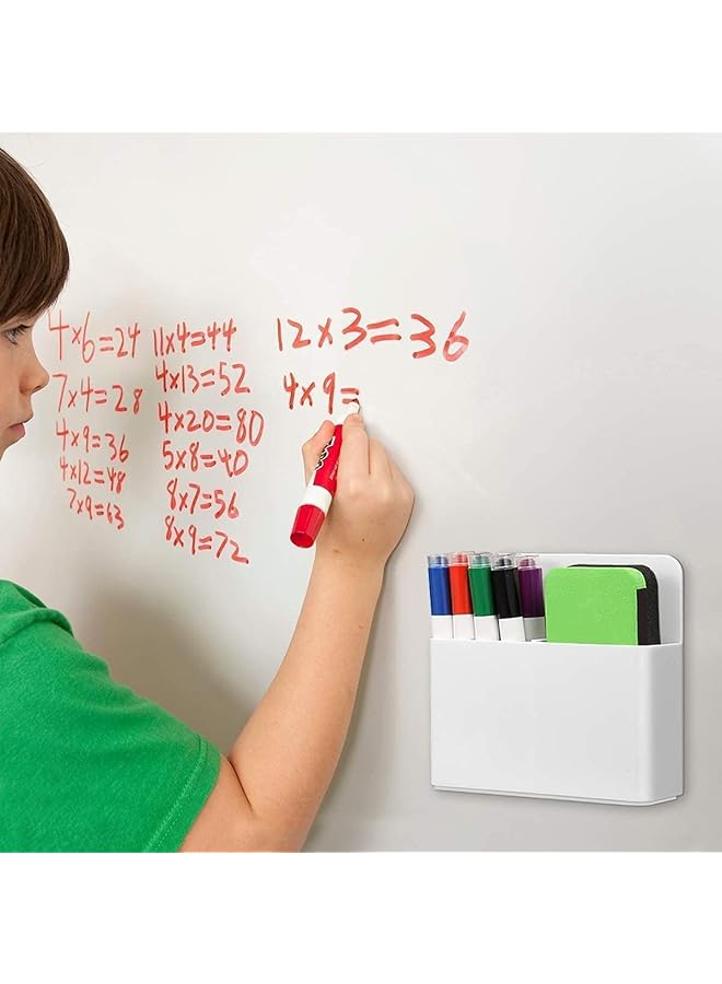 إيروريكس حامل أقلام مغناطيسي قابل للمسح الجاف، حامل أقلام للسبورة البيضاء، حامل أقلام مغناطيسي للثلاجة، حامل أقلام مغناطيسي يوفر مساحة للمدرسة والمكتب والمنزل، أدوات تنظيمية، أبيض - Image 3