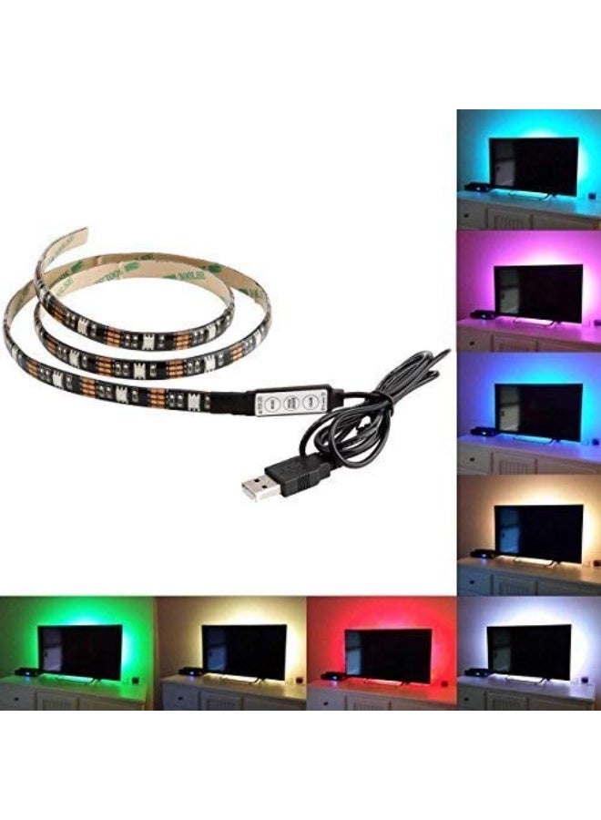 XERGY USB 5V 5050 RGB Led Flexible Strip Light Multi-Color Changing Lighting Kit, Tv Background Lighting with Mini Controller for Tv Pc Laptop Bias Lighting (1 Meter for Tv'S Upto 28") 1 Meters - Image 3