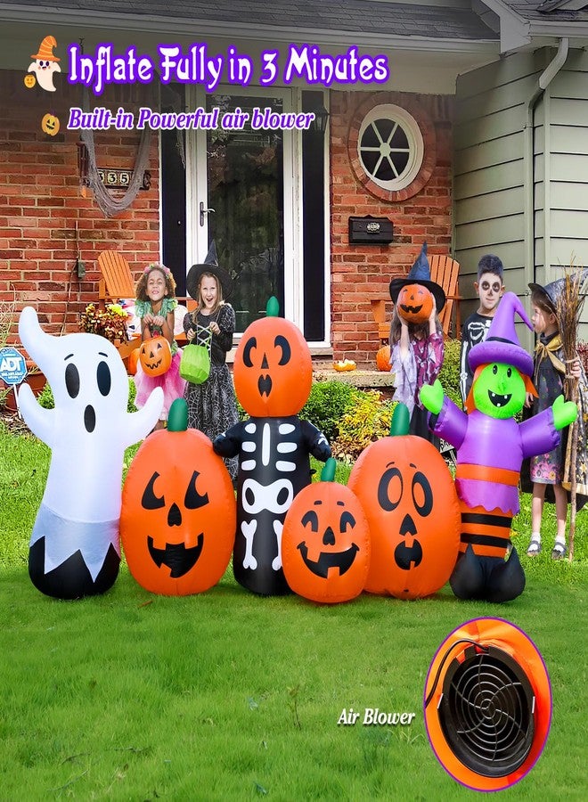 FunFanso 8FT Halloween Inflatable Witch Outdoor Decoration, Lighted Blow Up Yard Decor with Banner I Smell Children, Ghost Built-in Bright LED Light for Home Garden Ground Lawn Patio Outside Holiday Party Prop - Image 3