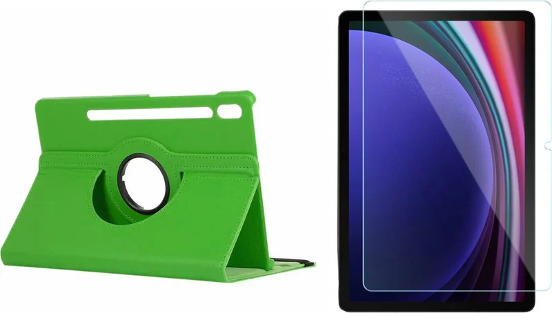 فورزاكاس Samsung Tab S9 Plus Compatible 360 ​​Degree Rotating Stand Case + Tempered Unbreakable Glass FC012