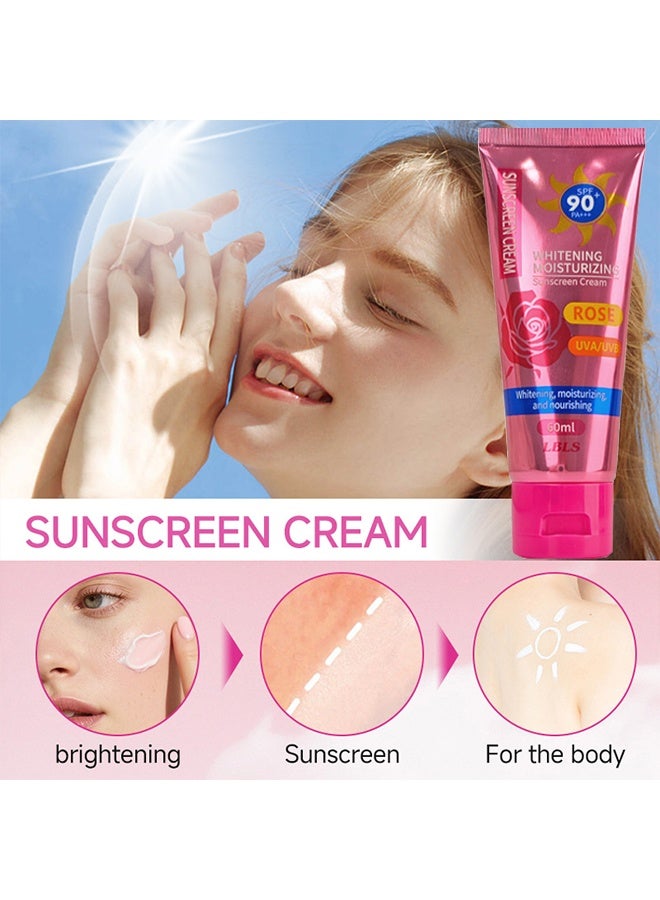 ليبليس كريم واقي الشمس SPF90 روز - حماية عالية من الأشعة فوق البنفسجية، 60مل/صندوق، مناسب للبشرة الحساسة، واقي شمس منعش مع تفتيح وتبييض، لوشن وقاية من الشمس للعناية بالبشرة للوجه، عبوتان - Image 5
