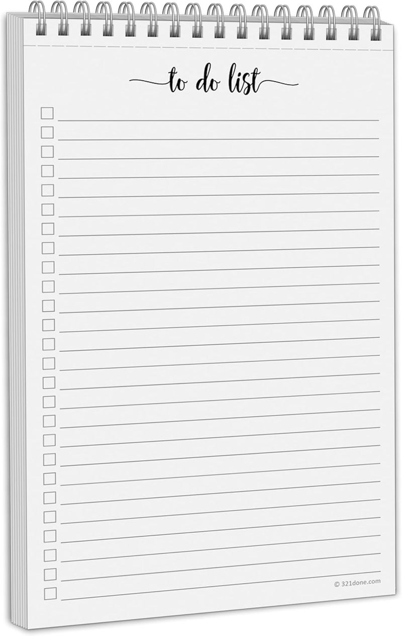321Done to Do List Notepad 5.5x8.5 Spiral - Made in USA, Simple Undated Checklist, Daily Planner Notebook for Organizing, Planning, Task Checklist Organizer for Work, Office, Home, School - 50 Sheets - Image 1