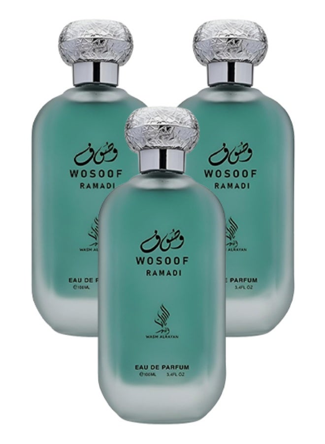 Alrayan 3 Pieces Wosoof Ramadi Wasm Al Rayan Perfume For Unisex 100ml EDP - Image 1