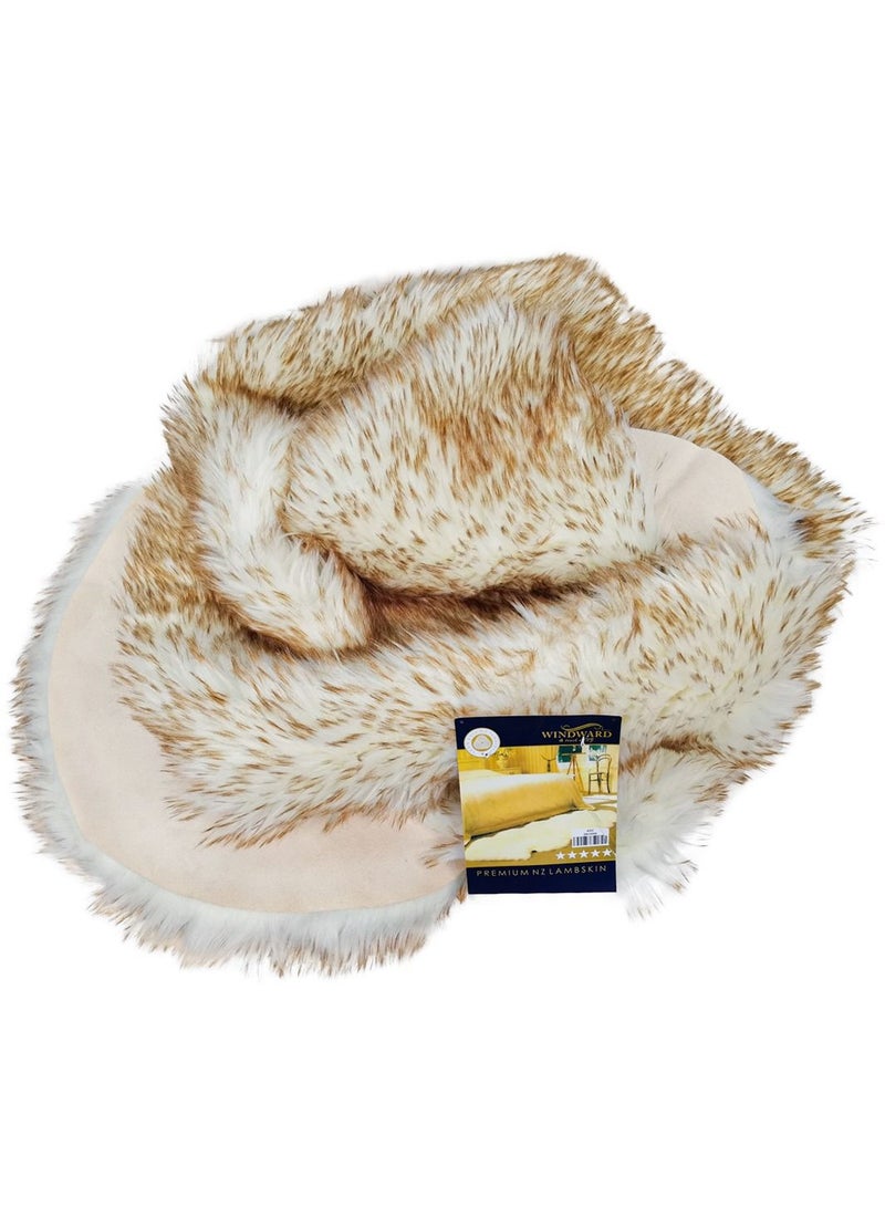 1 Piece Sheepskin Fur Car Seat Covers, Universal Size Long Wool Car Seat Cushion Seat Wight and brown Color - Image 5