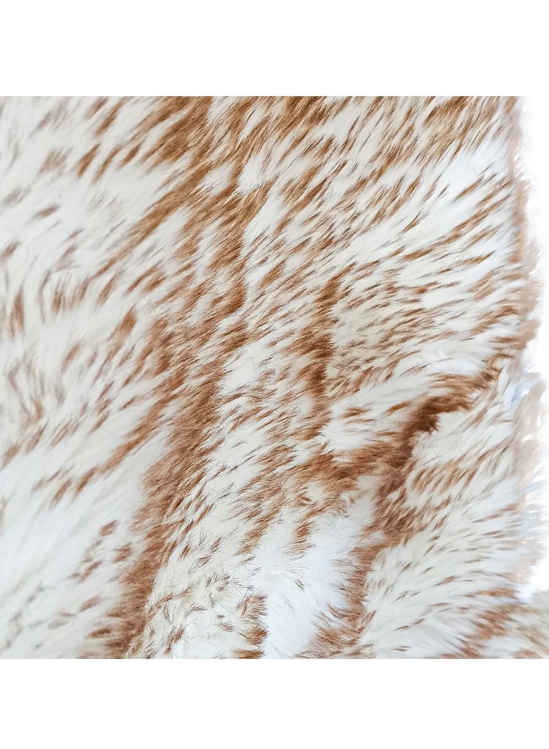 1 Piece Sheepskin Fur Car Seat Covers, Universal Size Long Wool Car Seat Cushion Seat Wight and brown Color - Image 3