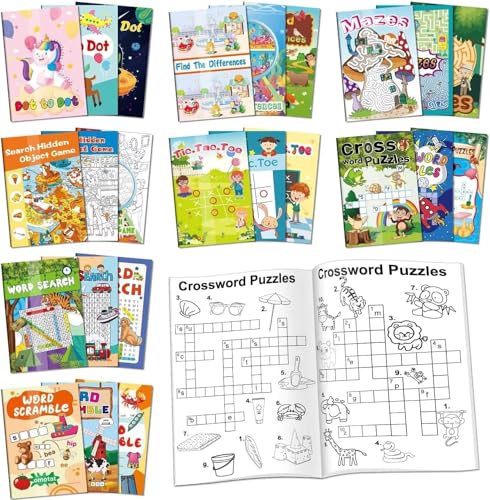 Kalysky 24 Mini Activity Books for Kids Party Favors Ages 48 812Fun and Challenges Include Mazes Dot to DotWord Search Word Scramble and More for Goodie Bag Stuffer Classroom Activity - Image 1