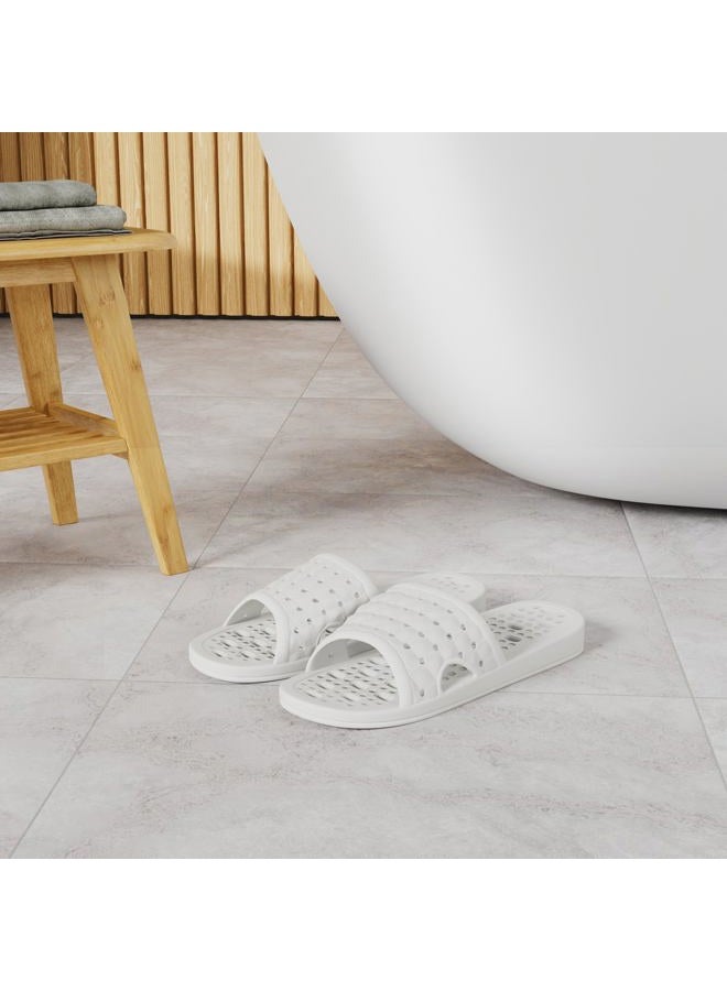 COZYAREA Shower Shoes Quick Dry Non-Slip Bathroom Slippers for Men Women Dorm Home Slides, Grey, 9.5-10.5 Women/8.5-9.5 Men - Image 2