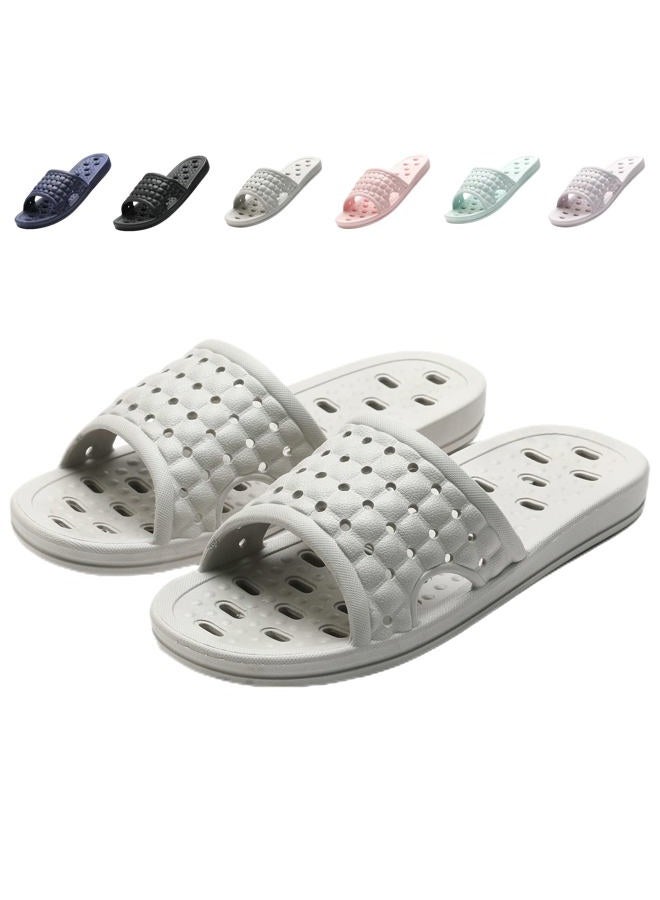COZYAREA Shower Shoes Quick Dry Non-Slip Bathroom Slippers for Men Women Dorm Home Slides, Grey, 9.5-10.5 Women/8.5-9.5 Men - Image 1