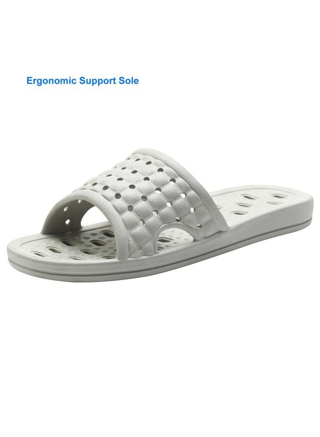 COZYAREA Shower Shoes Quick Dry Non-Slip Bathroom Slippers for Men Women Dorm Home Slides, Grey, 9.5-10.5 Women/8.5-9.5 Men - Image 4