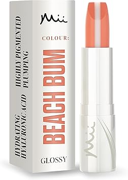 Mii Cosmetics HydraBoost Lip Lover Lipstick Long Lasting Packed with Hyaluronic Acid High Impact Colour Glossy Luminous Finish Moisturising Lipstick for Healthy Plump Lips Beach Bum - Image 1
