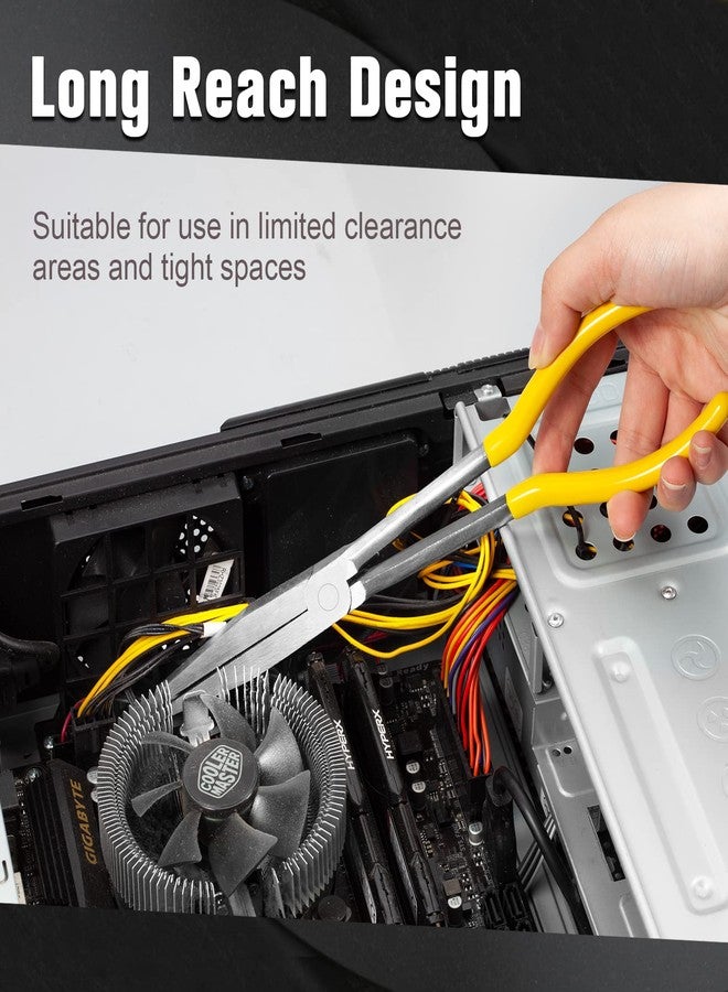 كماشة LEONTOOL ذات الأنف المسطح الطويل، مقاس 11 بوصة، كماشة منقار البط مع فكوك مسننة لإصلاح السيارات والأعمال الميكانيكية، كماشة طويلة المدى للمساحات الضيقة التي يصعب الوصول إليها والمناطق الخالية المحدودة - Image 4