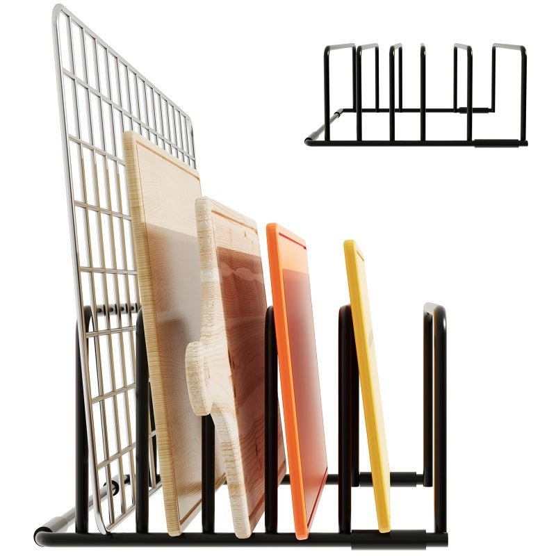 PAJWITHL cookie sheet organizer for cabinet for Cutting Boards Baking Sheets, Cookie Pans, Cooling Small Racks Storage Stand and Bakeware,Kitchen Cabinet Countertop Organizer (Black - 1pack) - Image 1