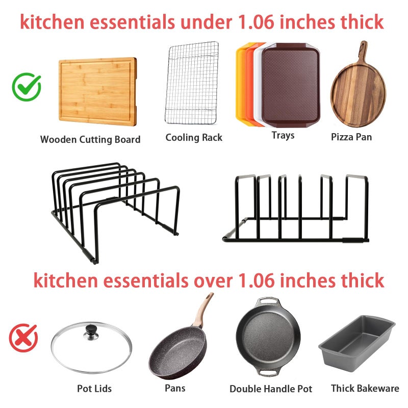 PAJWITHL cookie sheet organizer for cabinet for Cutting Boards Baking Sheets, Cookie Pans, Cooling Small Racks Storage Stand and Bakeware,Kitchen Cabinet Countertop Organizer (Black - 1pack) - Image 5