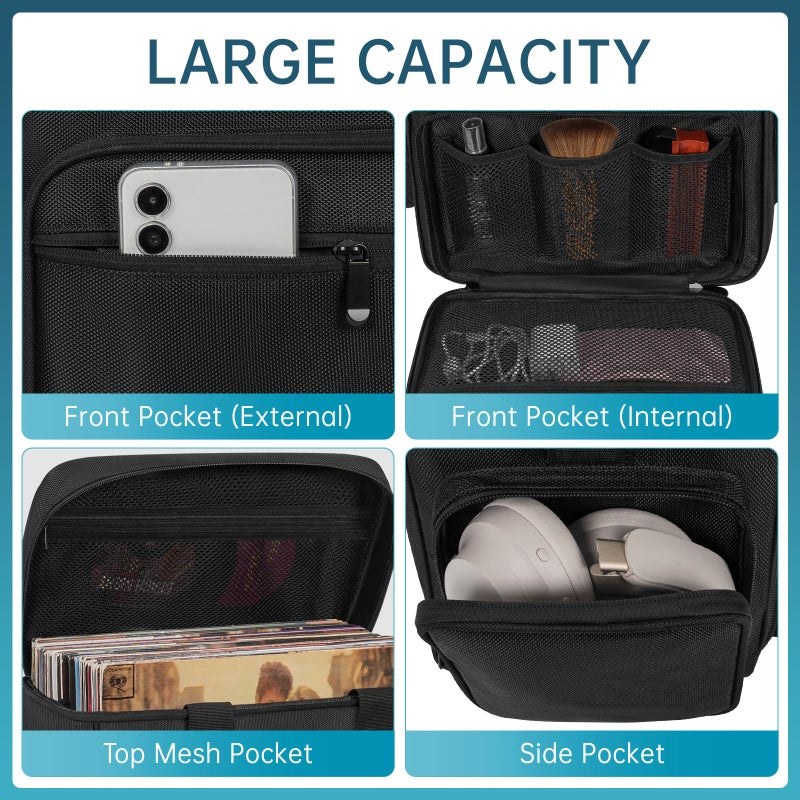 AKOZLIN Vinyl Record Storage Bag with Divider Durable LP Albums Storage Carrying Case Fit 50 Records 12" LP Albums Travel Vinyl Bag for Collection - Image 5