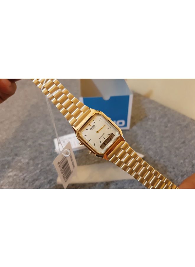 CASIO Men Stainless Steel Analog & Digital Watch AQ-230GA-9D - 30 mm - Gold - Image 4