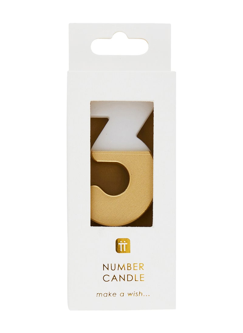 Talking Tables Talking Tables 3 Number Birthday Candles, Gold Candle for Cake Decoration, Candle for Birthday Cake Topper, Anniversary Cake Number Candle. Candles stick for special occasions such as birthdays and Anniversaries.  - Image 2