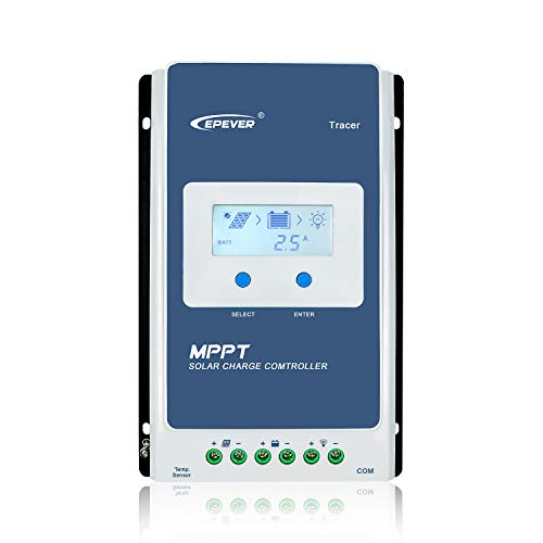 EPever MPPT Solar Charge Controller 40A 12V24V Auto Common Negative Grounding with LCD Display Max PV 100V Solar Panel Battery Charging Regulator for Gel Flooded Sealed Lithium Battery 40A MPPT