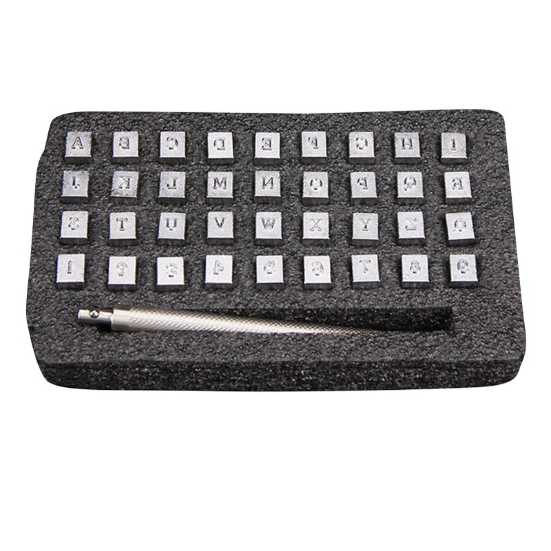 36PCS Alphabet Letter & Number Stamper Set Leather Stamping Tool Punch Stamps Knurled Non-slip Handle Steel Punch Tools for Leathercraft DIY Alphabet A-Z Number 0-9 3.5mm - Image 1