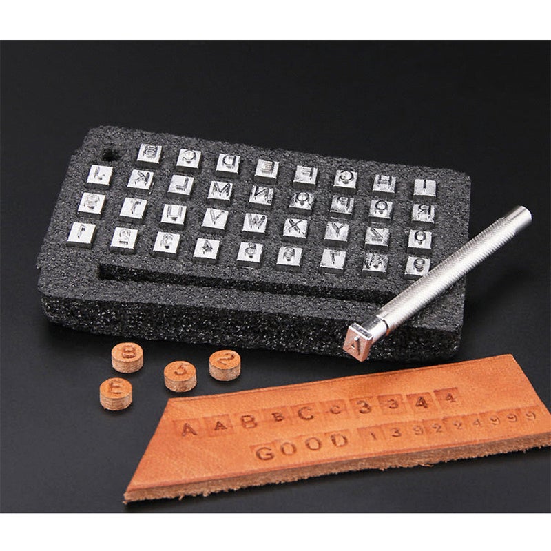 36PCS Alphabet Letter & Number Stamper Set Leather Stamping Tool Punch Stamps Knurled Non-slip Handle Steel Punch Tools for Leathercraft DIY Alphabet A-Z Number 0-9 3.5mm - Image 3