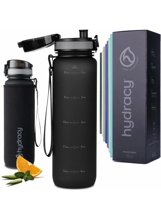 Hydracy BPA Free Water Bottle with Time Marker - Large 32oz - Image 1