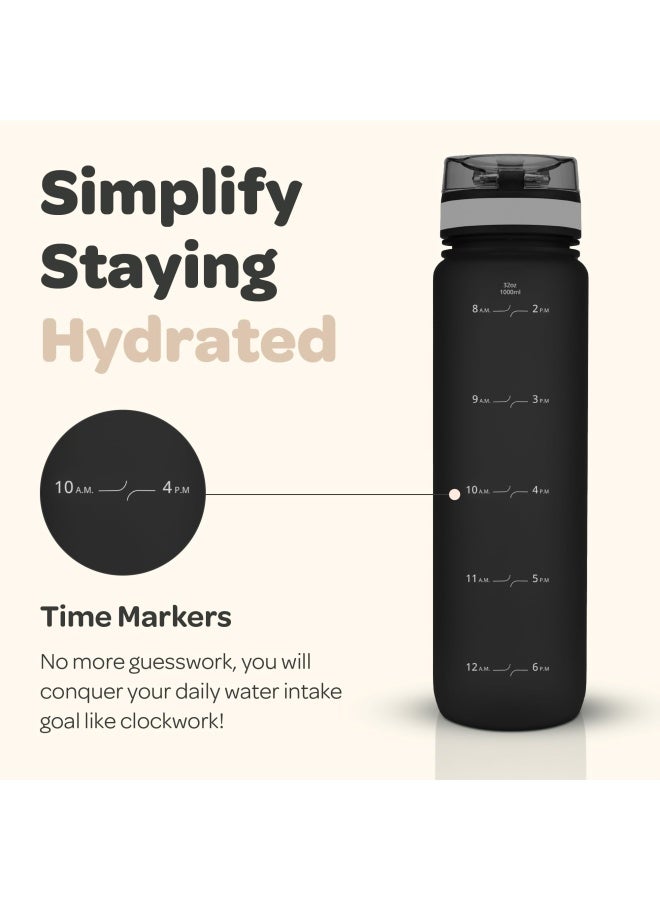 Hydracy BPA Free Water Bottle with Time Marker - Large 32oz - Image 2