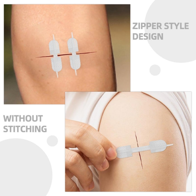 6 Pieces Zip Closure Adhesive Bandages 45x10mm Breathable Cloth Wound Care Strips for Outdoor Quick Free Wound - Image 5
