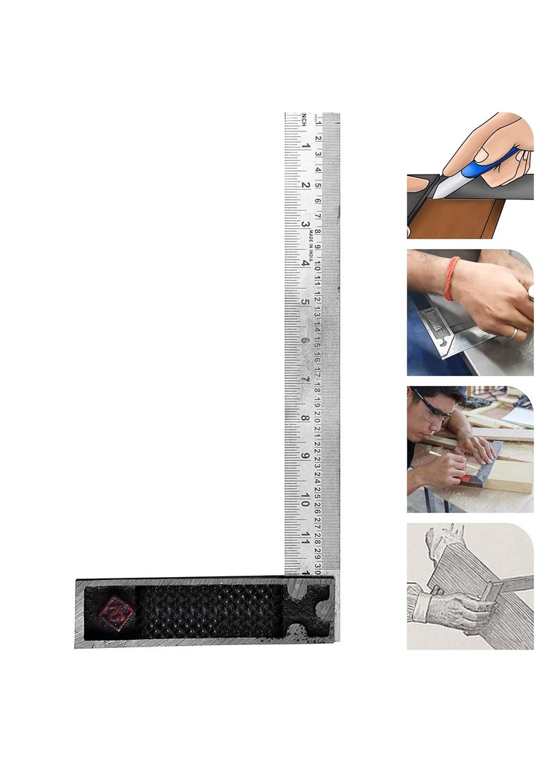 Homdum Homdum Carpenter try square with 10inch steel ruler scale heavy duty 90 degree woodworking tool for engineer metal works size 10  - Image 4