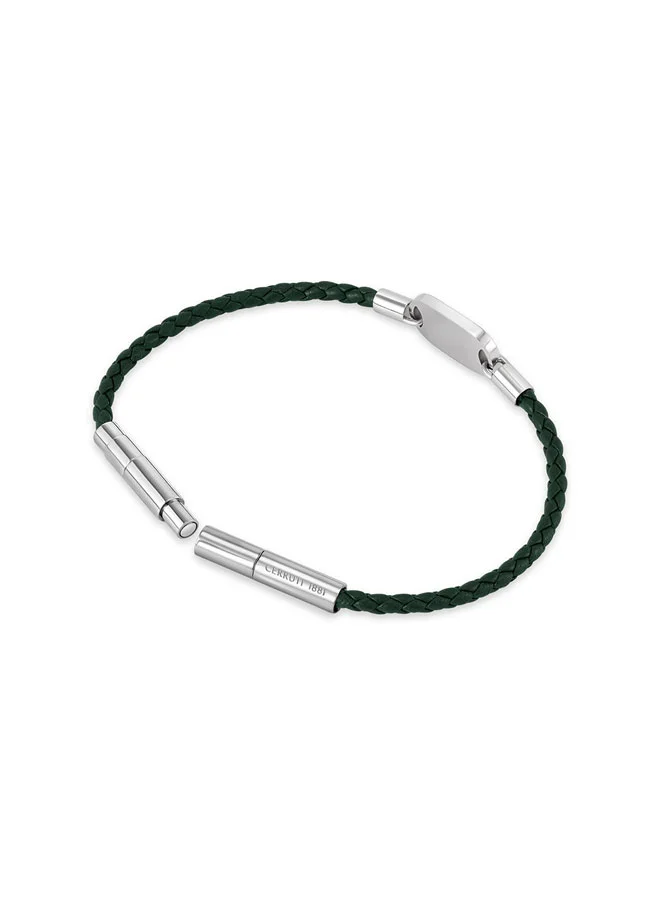 CERRUTI 1881  Enrico Green Leather Center C Logo Motif Bracelet for Men for Men | Best Price UAE