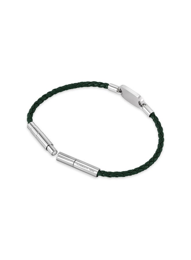 CERRUTI 1881 Enrico Green Leather Center C Logo Motif Bracelet for Men - Image 3