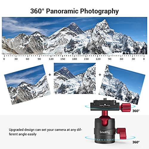SmallRig Tripod Ball Head 360 Degree Rotating Panoramic Ballhead with 1/4 inch Quick Shoe Plate, Max Load up to 5 kg/ 11lb, for Tripod Monopod Slider DSLR Camera Camcorder - 3034 - Image 2
