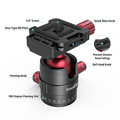 SmallRig Tripod Ball Head 360 Degree Rotating Panoramic Ballhead with 1/4 inch Quick Shoe Plate, Max Load up to 5 kg/ 11lb, for Tripod Monopod Slider DSLR Camera Camcorder - 3034 - Image 3
