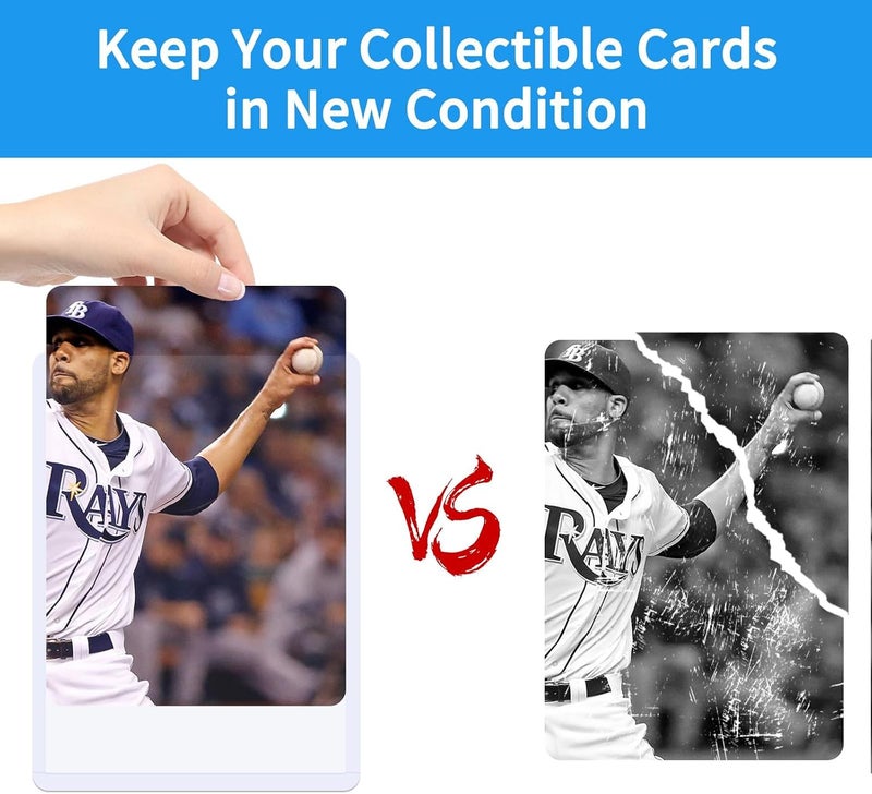 LBOYLOVE 200 Card Sleeves Top Loaders for Cards, 3""X4"" Baseball Cards Protectors Hard Plastic, Premium Toploaders Holder for Trading Sports Football Game Card(100 Top Loaders + 100 Penny Sleeves) - Image 4