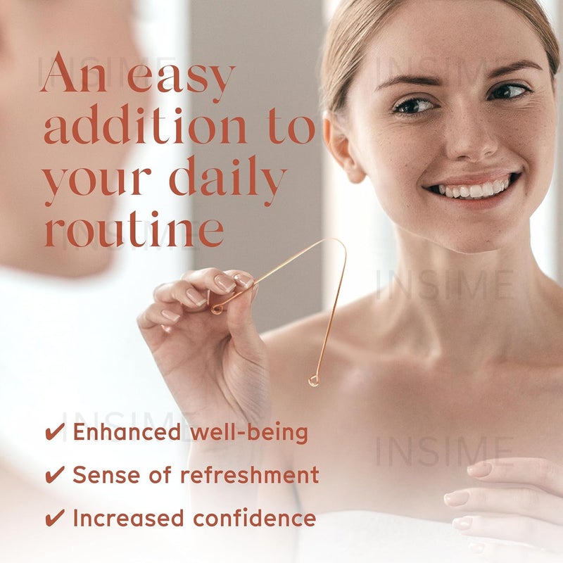 INSIME Copper Tongue cleaner (Pack of 3) | Easy to use Tongue clear adult tongue scraper for men & women | Mouth cleaner for Overall Oral Care & Hygiene - Image 3