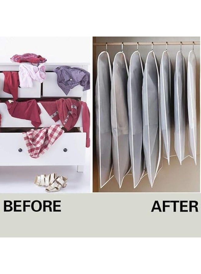 60 x 120cm Clear Garment Bag with Full Zipper Cover Dustproof Mothproof White Breathable Suit Bag for Closet Storage and Travel, Hanging Garment Cover for Formal Suits, Easy Access Clothes Organizer (5)  - Image 5