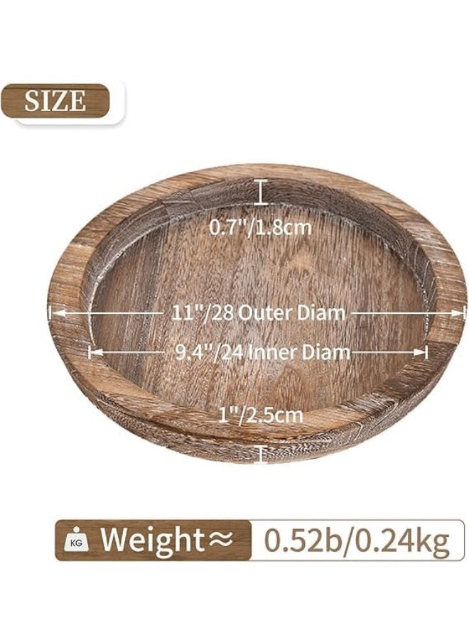 Horoof Home Horoof Home® Rustic Round Wooden Serving Tray  - Image 2