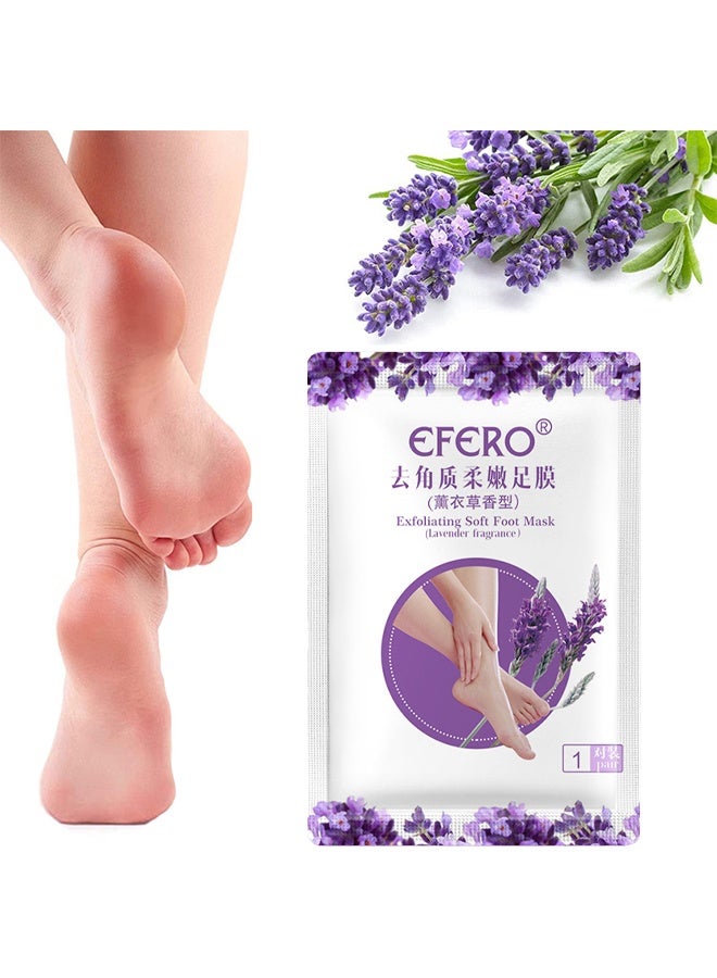 efero Exfoliating Soft Foot Mask, Baby Soft Foot Mask Socks for Removing Dead Skin, Cracked Heels, and Calluses (Lavender) - Image 1
