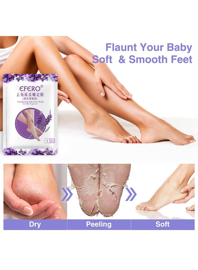 efero Exfoliating Soft Foot Mask, Baby Soft Foot Mask Socks for Removing Dead Skin, Cracked Heels, and Calluses (Lavender) - Image 4