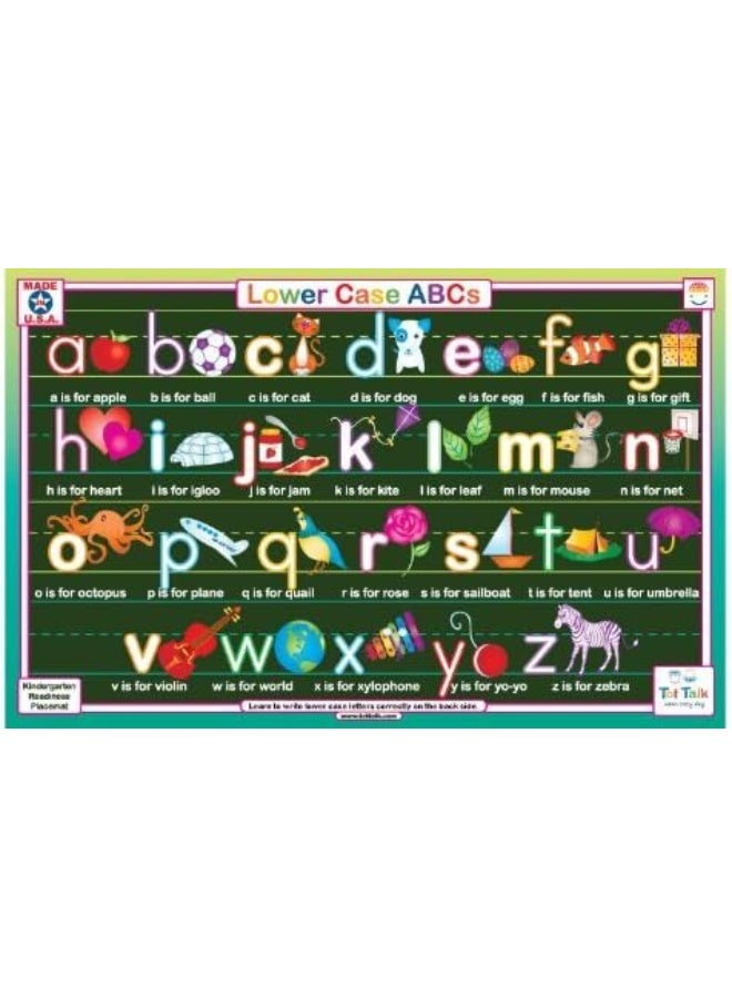 Tot Talk Lowercase ABCs Educational Placemat for Kids â€“ Made in USA â€“ Durable, Double-Sided, Placemat with Phonics & Writing Practice â€“ Waterproof, Wipeable, 17.5â€ x 11.5â€ - Image 3