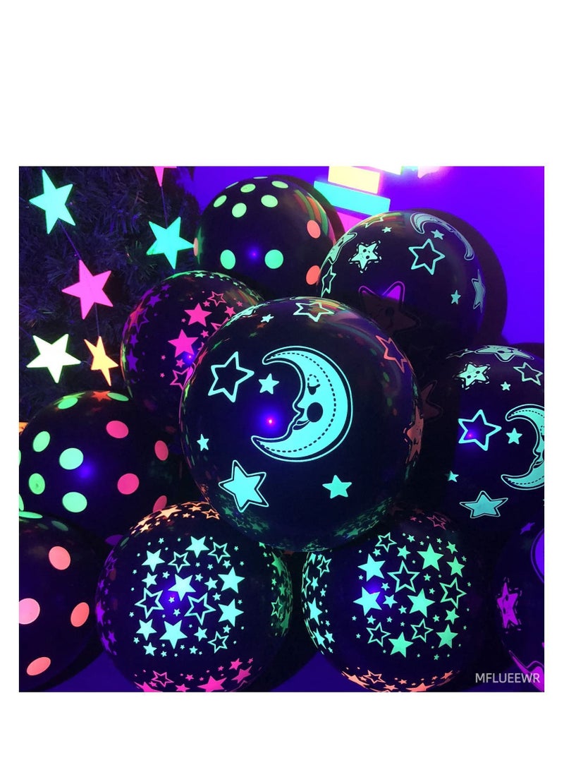 NIBEMINENT UV Neon Glow Balloons, 50 Pieces Balloons in the Dark Party Supplies Decorations Fluorescent BlackLight Bulk for Black Light Wedding Birthday  - Image 1