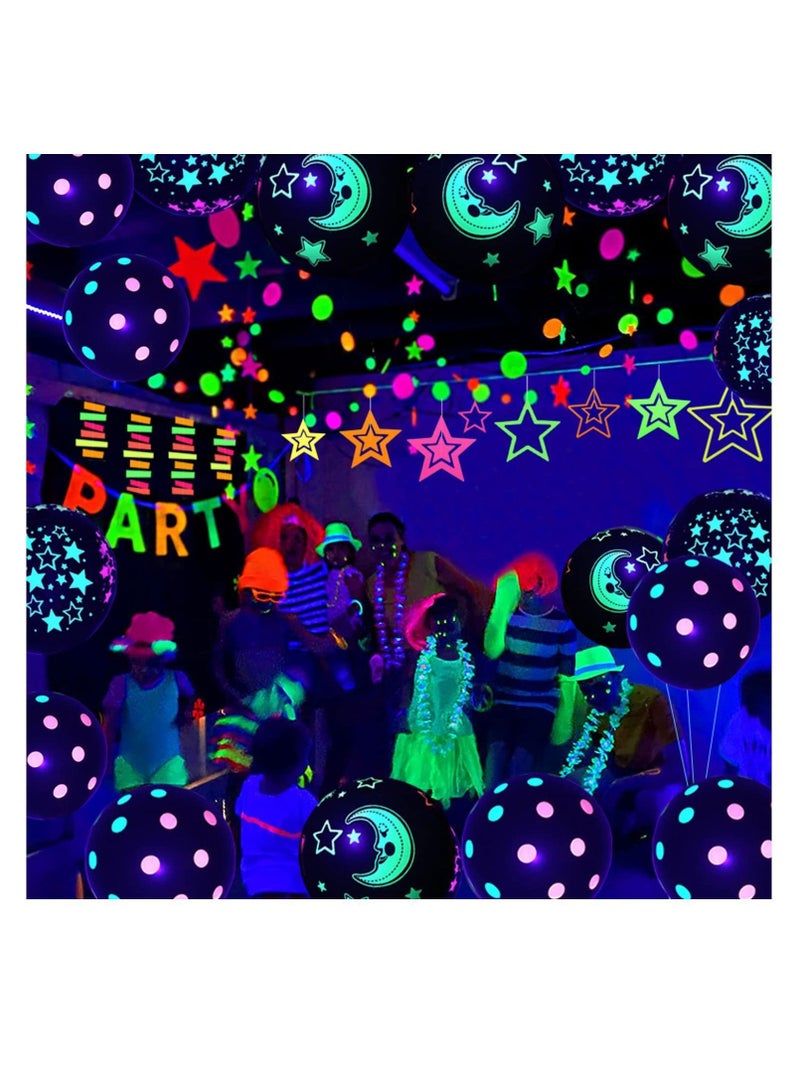 NIBEMINENT UV Neon Glow Balloons, 50 Pieces Balloons in the Dark Party Supplies Decorations Fluorescent BlackLight Bulk for Black Light Wedding Birthday  - Image 2