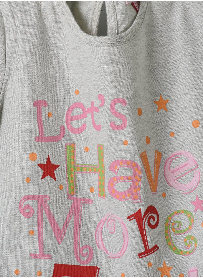 Jelliene Girls Grey Graphic Print Tie Sleeve Top  - Image 3