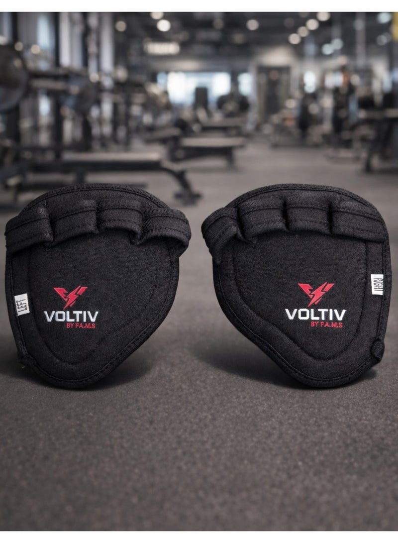VOLTIV Heavy Duty Lifting Grips with Wrist Support – Anti-Slip Rubber Palm Pads for Weightlifting, Pull-Ups, Deadlifts & Gym Training - Image 4