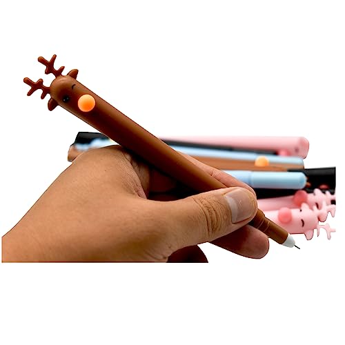 Lopenle 12 PCS Christmas Pens Lucky Deer Pens Adorable Elk Pen Black Ink 0.5 mm For School Office Party Birthday Christmas Festival - Image 2