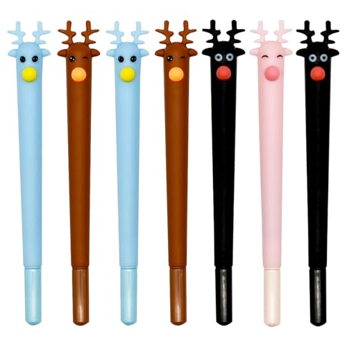 Lopenle 12 PCS Christmas Pens Lucky Deer Pens Adorable Elk Pen Black Ink 0.5 mm For School Office Party Birthday Christmas Festival - Image 1