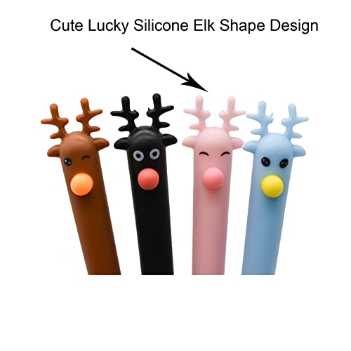 Lopenle 12 PCS Christmas Pens Lucky Deer Pens Adorable Elk Pen Black Ink 0.5 mm For School Office Party Birthday Christmas Festival - Image 3